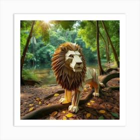 Origami Lion In A Nature Reserve (1) Art Print