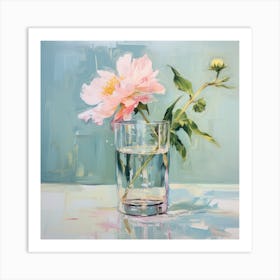 Pink Peony In A Glass Art Print