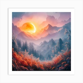 Sunset In The Mountains 11 Art Print