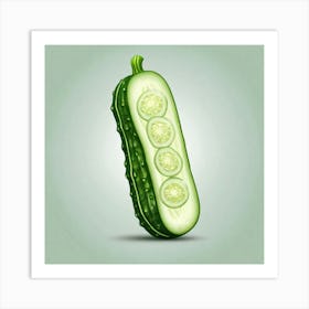 Cucumber On A Green Background 5 Art Print