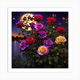 Roses In The Moonlight Art Print