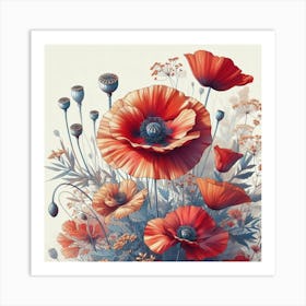 Aesthetic style, Large red poppy flower 2 Art Print