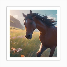 Horse In A Field 1 Art Print