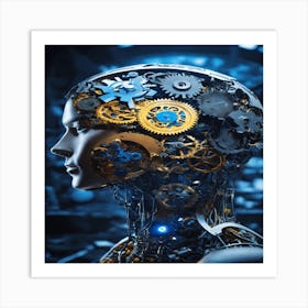 Woman'S Head With Gears Art Print