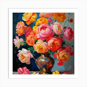 Peonies In A Vase Art Print