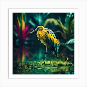 Yellow Water Bird in Tropical Swamp Art Print