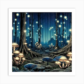 Mystical Mushroom Forest 2 Art Print