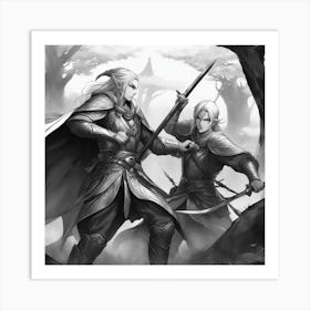 Two Knights In The Forest Art Print