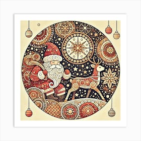 Mystical Christmas Night Mandala Art Print