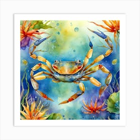 Crab In The Sea Art Print