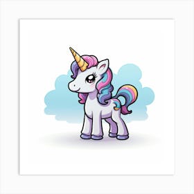 Unicorn With Rainbow Mane Art Print