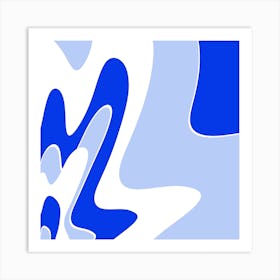 Abstract Blue And White Wave Art Print