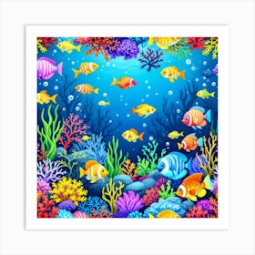 Colorful Underwater Scene Art Print