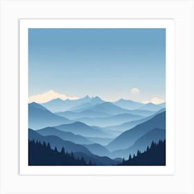 Misty mountains background in blue tone 50 Art Print