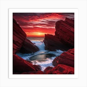 Sunset On The Rocks Art Print