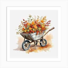 Autumn Leaves In A Wheelbarrow 2 Art Print