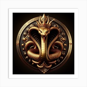 Golden Snake With Crown Art Print