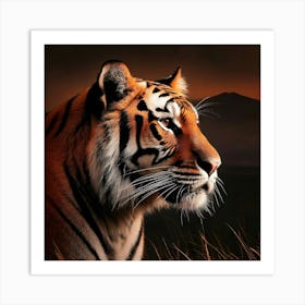 Firefly Minimalist Silhouette Of A Royal Bengal Tiger 1622 (2) Art Print