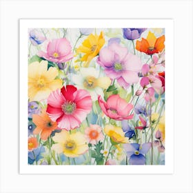 Watercolor Windflowers Garden 8 Art Print