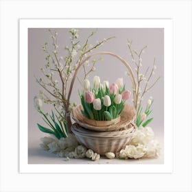 Tulips In A Basket 6 Art Print