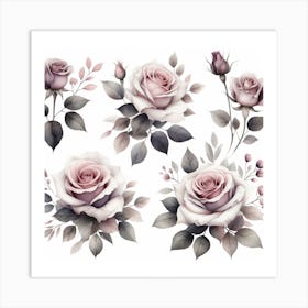 Mauve Roses 1 Art Print