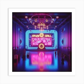 Studio - A Room With Neon Lights Art Print