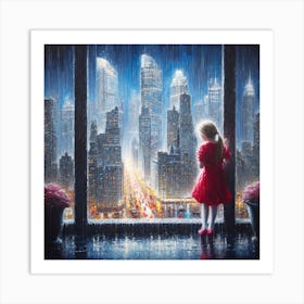 Little Girl In The Rain Art Print