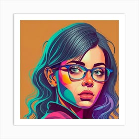 Portrait Of A Woman With Glasses Art Print