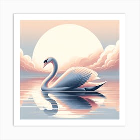 Swan In The Water Art Print