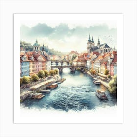 Prague River Art Print