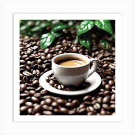 Coffee Cup On Coffee Beans 9 Art Print