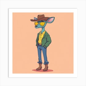 Creatai 24830 A Cartoon Style Anthropomorphic Blue Deer Stand 7e5344e2 Af97 4328 8405 9fd47ab48e3f 3 Art Print