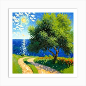 Tree By The Sea Art Print