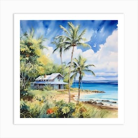 AI Island Euphony: Abstract Odes to Caribbean Beauty Art Print