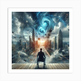 Futuristic Man In Wheelchair Art Print