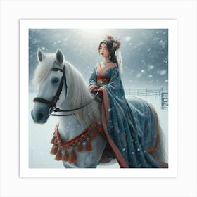 Chinese Lady On Horseback Art Print