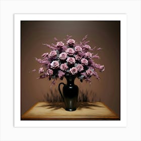 Purple Roses In A Vase 23 Art Print