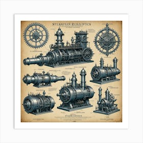 Steampunk Locomotives Art Print