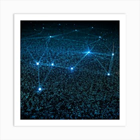 Abstract Blue Network 1 Art Print