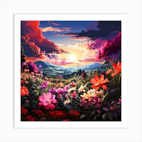 Flowers + Landscape Art Print