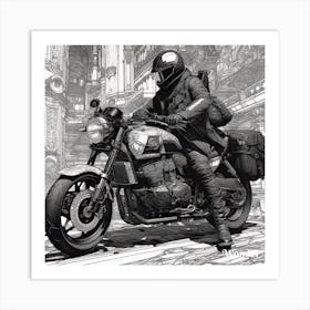 Urban Motorcycle Rider Art Print