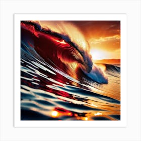 Wave At Sunset 2 Art Print