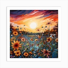 Sunset In The Meadow Art Print