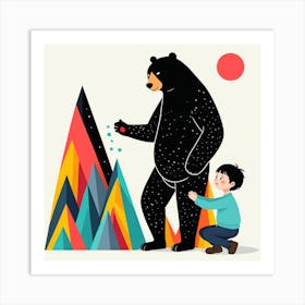 Bear And A Boy 15 Art Print