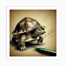 Turtle Drawing 16 Art Print