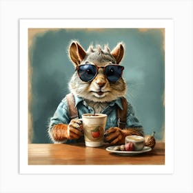 Squirrel With Coffee 1 Art Print