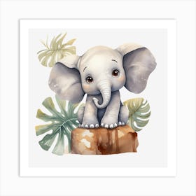 cute elephant in the forest Art Print