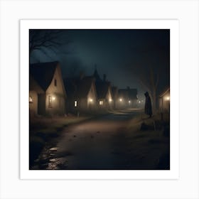 Village At Night Art Print