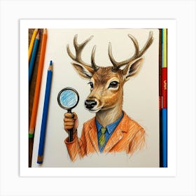 Detective Deer 2 Art Print