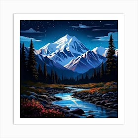 Denali National Park At Nigth Art Print